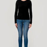 Double Layered Baby Hacci Long Sleeve - black, women's top collection