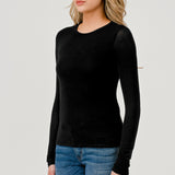 Double Layered Baby Hacci Long Sleeve - black, women's top collection