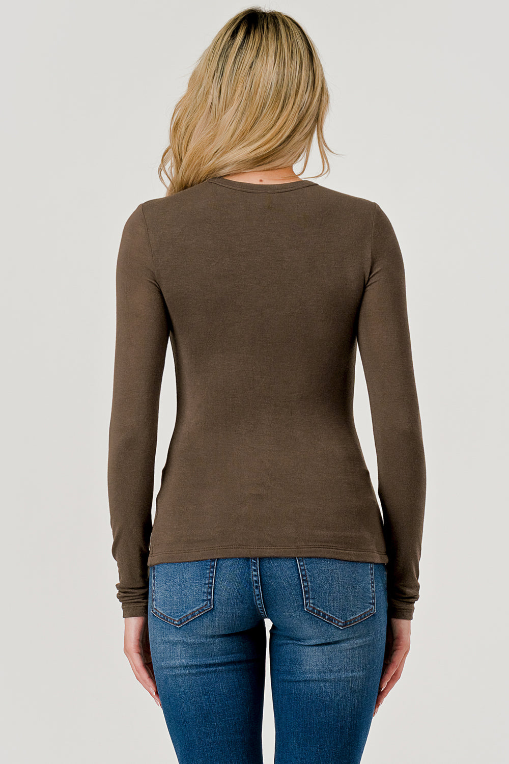 Double Layered Baby Hacci Long Sleeve - brown, women's top collection