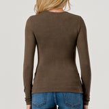 Double Layered Baby Hacci Long Sleeve - brown, women's top collection