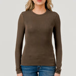 Double Layered Baby Hacci Long Sleeve - brown, women's top collection