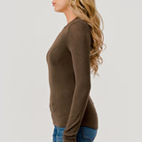 Double Layered Baby Hacci Long Sleeve - brown, women's top collection