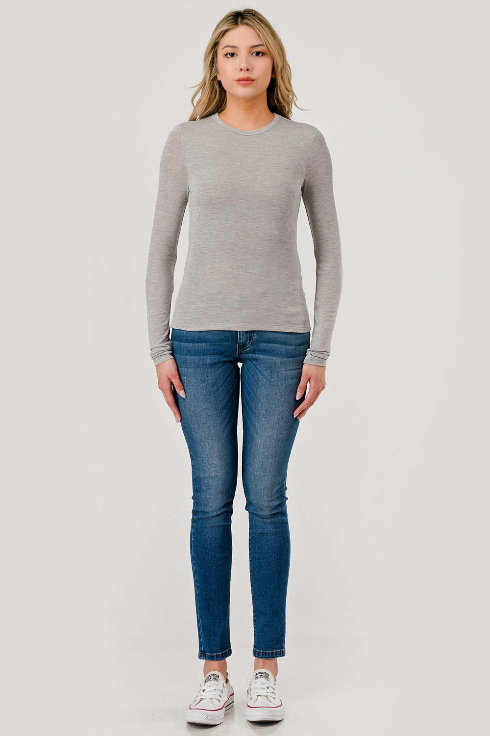 Double Layered Baby Hacci Long Sleeve - grey, women's top collection