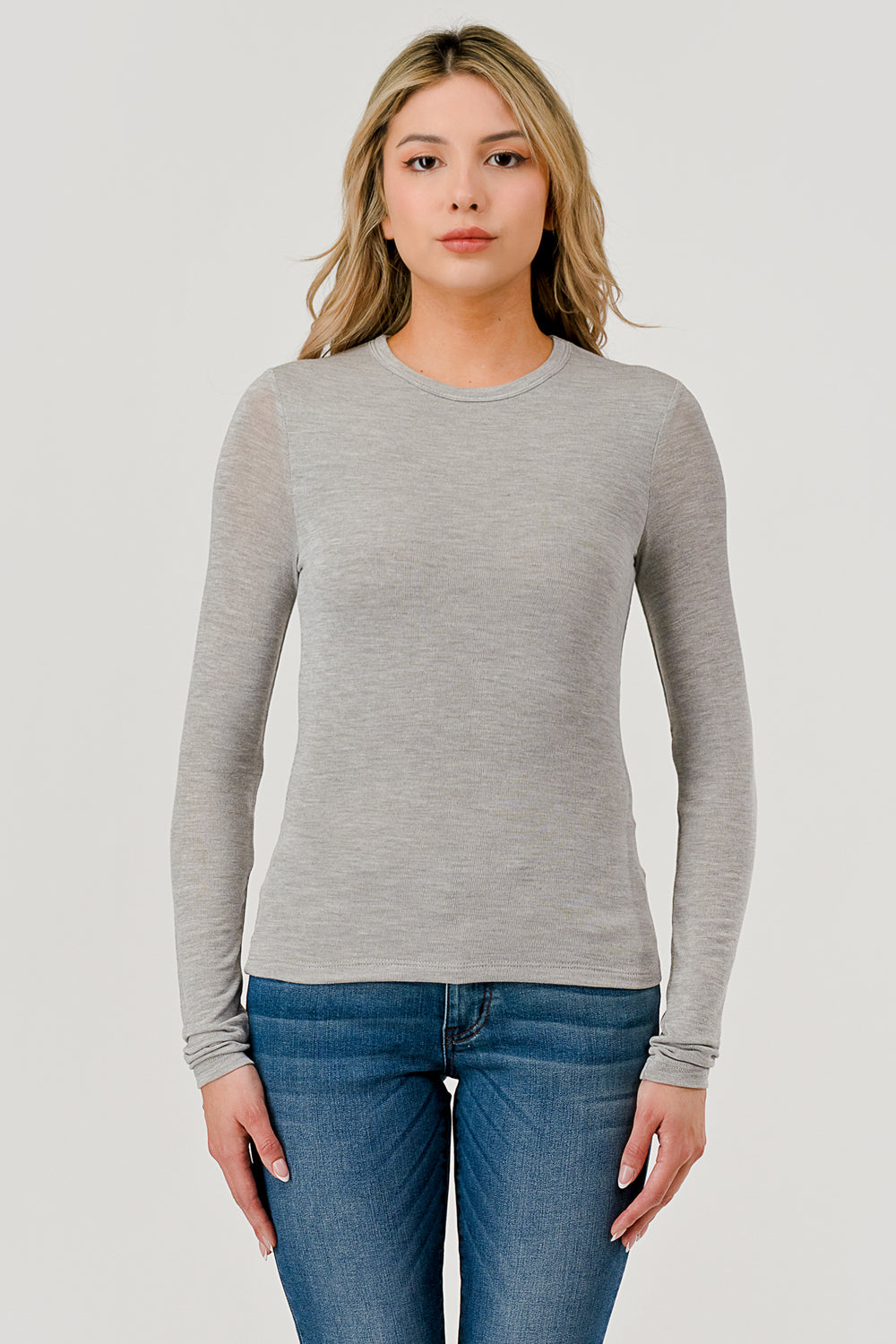 Double Layered Baby Hacci Long Sleeve - grey, women's top collection