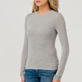 Double Layered Baby Hacci Long Sleeve - grey, women's top collection
