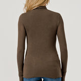 Double Layered Baby Hacci Turtleneck - brown, womens top collection