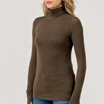 Double Layered Baby Hacci Turtleneck - brown, womens top collection