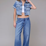 Hidden - Cropped Stretch Trucker Jacket