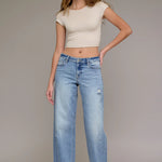 Hidden - Mid Rise Dad Jean - medium denim, women's jean collection 