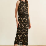 Crochet Top And Midi Skirt - Black, Women's Matching Sets Collection