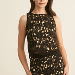 Crochet Top And Midi Skirt - Black, Women's Matching Sets Collection