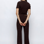 Cropped Short Sleeve Top - Brown, Women's Tops Collection