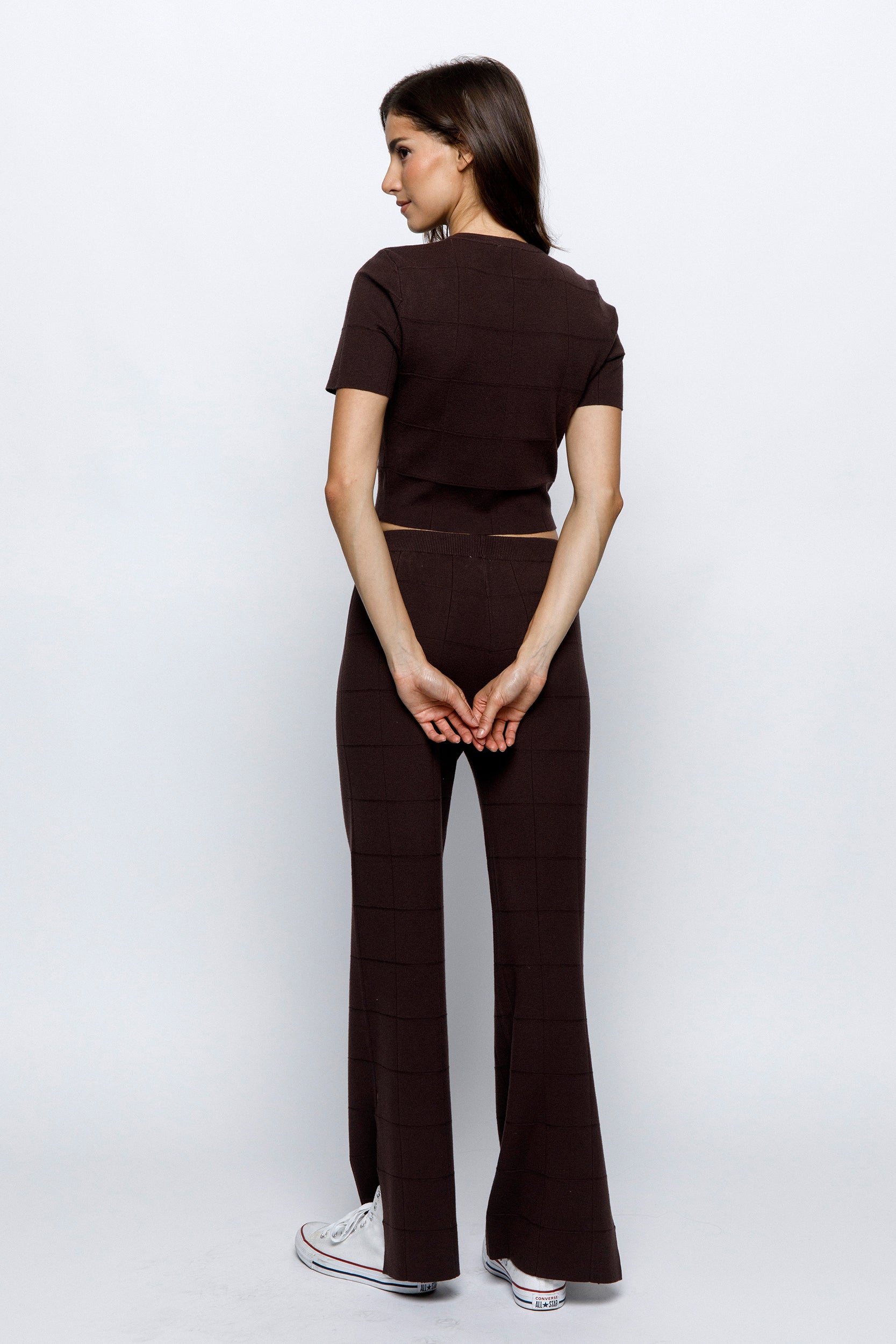 Cropped Short Sleeve Top - Brown, Women's Tops Collection