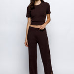 Cropped Short Sleeve Top - Brown, Women's Tops Collection