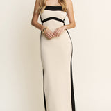 Color Block Tube Midi Dress