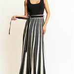 Tank With Pleated Stripe Dress - black/cream, womens dresses collection