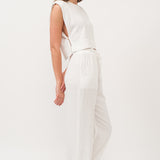 Shoulder Pad Linen Top and Pant Set