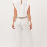 Shoulder Pad Linen Top and Pant Set