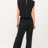 Shoulder Pad Linen Top and Pant Set