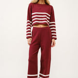 Knit Sweater And Wide Leg Pant Set