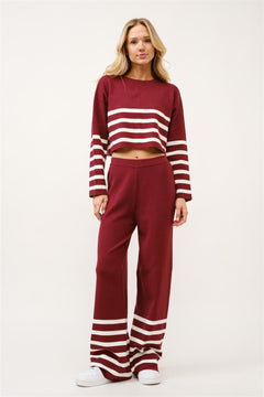 Knit Sweater And Wide Leg Pant Set