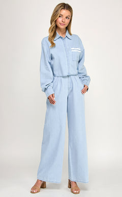 Collared Top With Pocket Detail