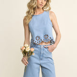 Scallop Edge Denim Short