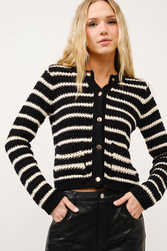 Stripe Snap Button Down Cardigan