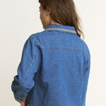 Embroidered Pull Over Top - denim, women top collection