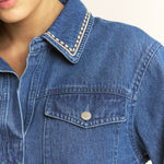Embroidered Pull Over Top - denim, women top collection