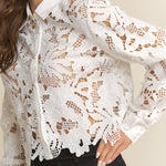 Fishnet Crochet Lace Top - White, Women's Tops Collection