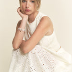 Lace High Neck Tank and High Waisted Maxi Skirt Set - off white, women's matching set collection