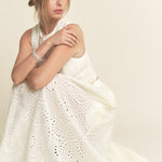 Lace High Neck Tank and High Waisted Maxi Skirt Set - off white, women's matching set collection