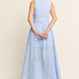 Lace High Neck Tank and High Waisted Maxi Skirt Set - light blue, women's matching set collection