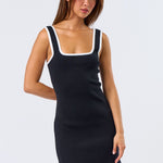 Square Neck Sweater Mini Dress - Black, Women's Dresses Collection