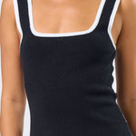 Square Neck Sweater Mini Dress - Black, Women's Dresses Collection