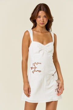 Embroidered Mini Dress - White, Women's Dresses Collection