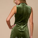 Velvet Ruched Dress With Lace