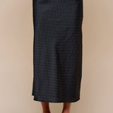 Satin Polka Dot Midi Skirt With Slit