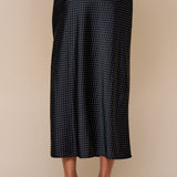 Satin Polka Dot Midi Skirt With Slit