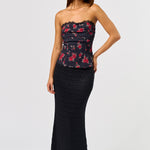 Rose Tube With Lace Trim - black, womes top collection