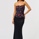 Rose Tube With Lace Trim - black, womes top collection