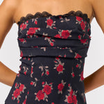 Rose Tube With Lace Trim - black, womes top collection