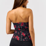 Rose Tube With Lace Trim - black, womes top collection