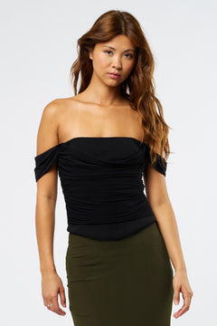 Off Shoulder Corset Top - black, womens top collection