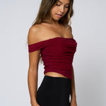 Off Shoulder Corset Top - burgundy, womens top collection