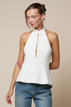 Clasp Detail Halter Top