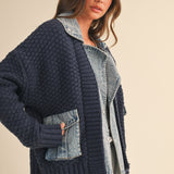 Denim Contrast Sweater Jacket