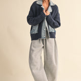 Denim Contrast Sweater Jacket