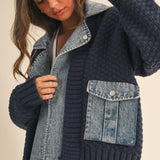 Denim Contrast Sweater Jacket